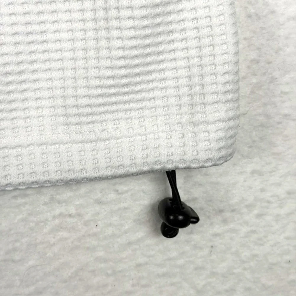 Straight Down Mens XXL White Waffle Knit Quarter Zip Pullover Golf Sweater Logo